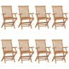 Sedie Giardino con Cuscini Rosso Vino 8 pz Legno Massello Teak