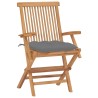Sedie da Giardino con Cuscini Grigi 8pz Legno Massello di Teak