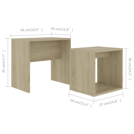 Set Tavolini Salotto Rovere Sonoma 48x30x45cm Legno Multistrato