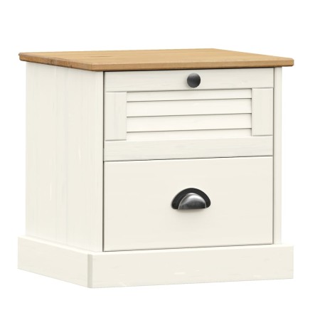 Comodino VIGO Bianco 42x35x42 cm in Legno Massello di Pino