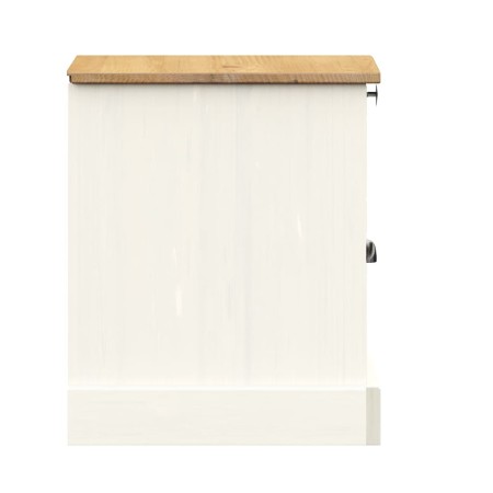 Comodino VIGO Bianco 42x35x42 cm in Legno Massello di Pino