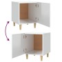 Comodini 2 pz Bianco Lucido in Legno Multistrato