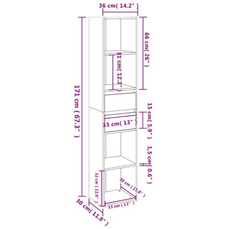 Libreria Grigio Sonoma 36x30x171 cm in Legno Multistrato