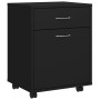 Mobiletto con Rotelle Nero 45x38x54cm in Legno Multistrato