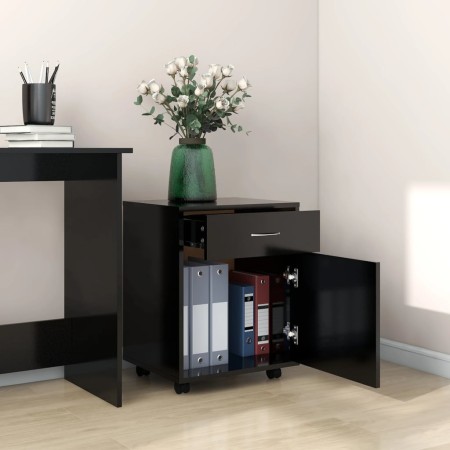 Mobiletto con Rotelle Nero 45x38x54cm in Legno Multistrato