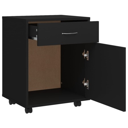 Mobiletto con Rotelle Nero 45x38x54cm in Legno Multistrato