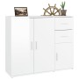 Credenza Bianco Lucido 91x29,5x75 cm in Legno Multistrato