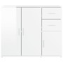 Credenza Bianco Lucido 91x29,5x75 cm in Legno Multistrato