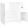 Credenza Bianco Lucido 91x29,5x75 cm in Legno Multistrato