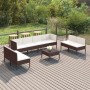 Set Divani da Giardino 9 pz con Cuscini in Polyrattan Marrone