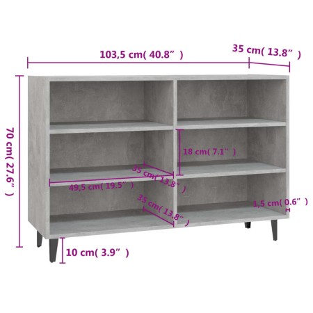 Credenza Grigio Cemento 103,5x35x70 cm in Legno Multistrato