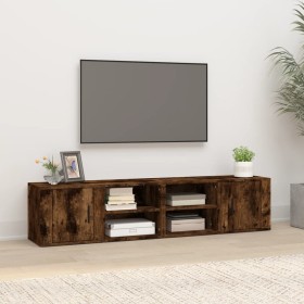 Mobili TV 2pz Rovere Fumo 80x31,5x36 cm in Legno Multistrato