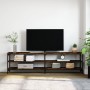 Mobile TV Rovere Fumo 180x30x50cm Legno Multistrato e Metallo