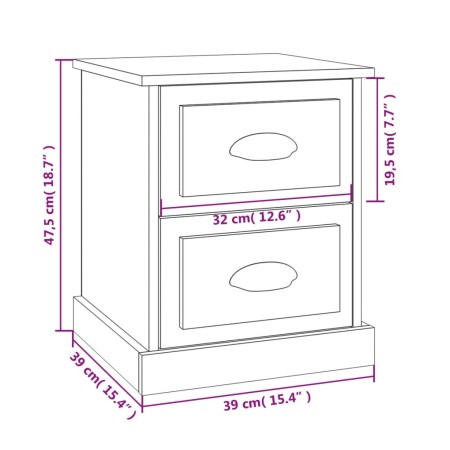 Comodini 2 pz Grigio Sonoma 39x39x47,5 cm in Legno Multistrato