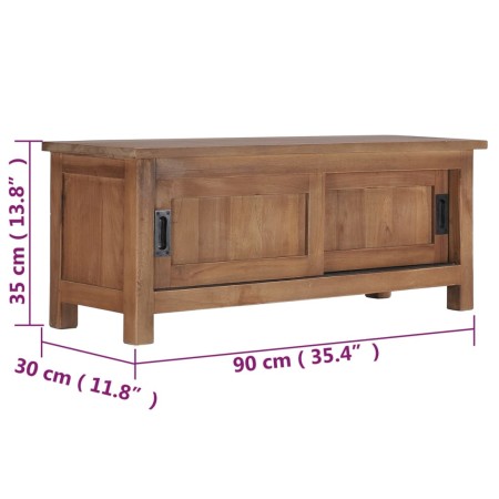 Mobile Porta TV 90x30x35 cm in Legno Massello di Teak