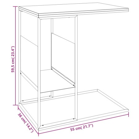 Tavolino Nero 55x36x59,5 cm Legno Multistrato