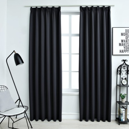 Tende Oscuranti con Ganci 2 pz Nere 140x225 cm