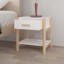 Tavolini da Letto 2pz Bianchi 42x38x45 cm in Legno Multistrato