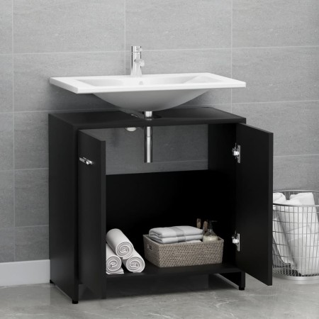 Mobile da Bagno Nero 60x33x61 cm in Legno Multistrato