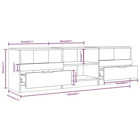 Mobile per TV Grigio Cemento 150x33,5x45cm Legno Ingegnerizzato