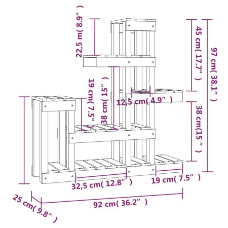 Supporto per Piante Grigio 92x25x97 cm Legno Massello di Pino