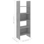 Libreria Grigio Cemento 60x35x180 cm in Legno Multistrato