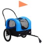 Rimorchio da Bici per Animali Carrello Jogging 2in1 Blu e Nero