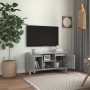 Mobile TV con Gambe in Legno Grigio Cemento 103,5x30x50 cm