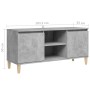 Mobile TV con Gambe in Legno Grigio Cemento 103,5x30x50 cm