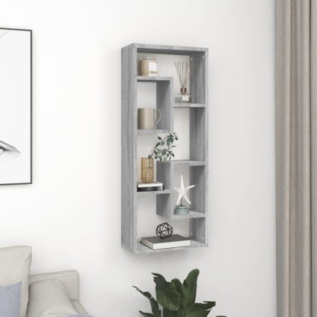 Mensola a Muro Grigio Sonoma 36x16x90 cm in Legno Multistrato