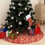 Gonna Albero Natale Raffinata con Calza Rosso Tessuto 90 cm