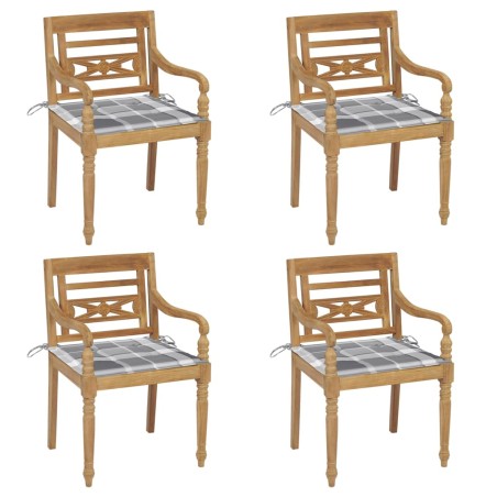 Sedie Batavia con Cuscini 4 pz in Legno Massello di Teak