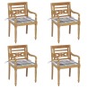 Sedie Batavia con Cuscini 4 pz in Legno Massello di Teak