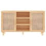 Credenza Marrone 105x30x60cm Massello di Pino e Rattan Naturale