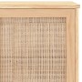 Credenza Marrone 105x30x60cm Massello di Pino e Rattan Naturale