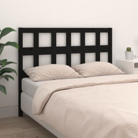 Testiera per Letto Nera 205,5x4x100cm in Legno Massello di Pino