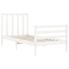 Giroletto con Testiera Bianco 90x200 cm in Legno Massello