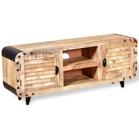 Mobile Porta TV in Legno Grezzo di Mango 120x30x50 cm