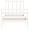 Giroletto con Testiera Bianco 90x200 cm in Legno Massello