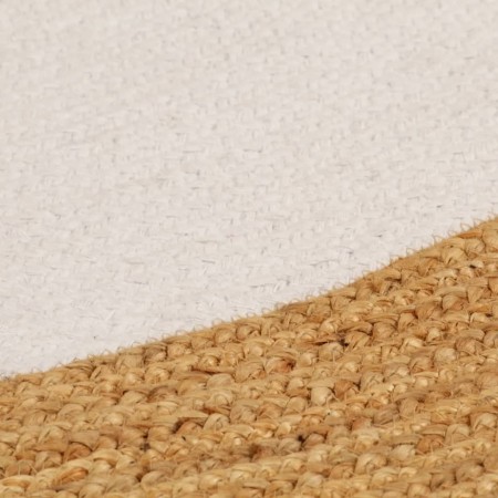 Tappeto Intrecciato Bianco e Naturale 120cm Juta Cotone Rotondo