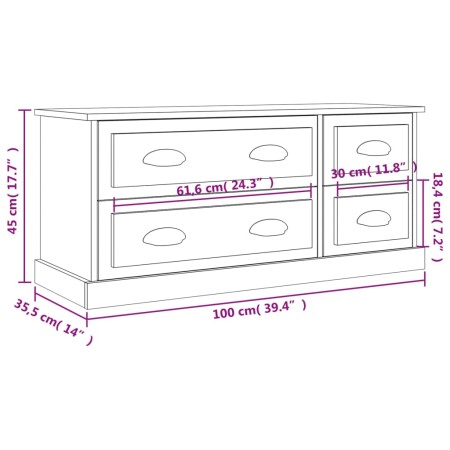 Mobile Porta TV Grigio Cemento 100x35,5x45cm Legno Multistrato