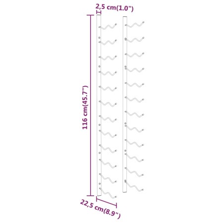 Portavini da Parete per 24 Bottiglie Bianco in Ferro