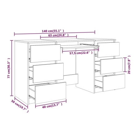 Scrivania Grigio Sonoma 140x50x77 cm in Legno Multistrato