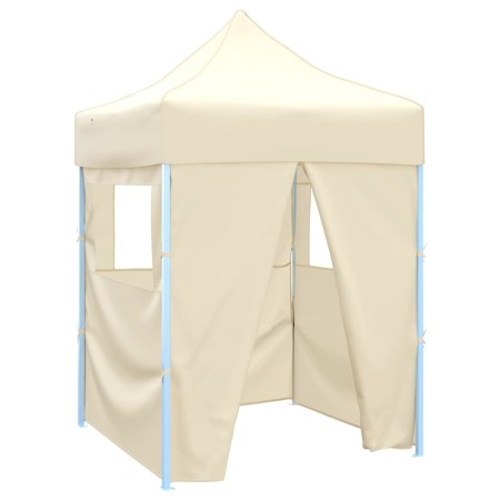 Gazebo Professionale Pieghevole con 4 Pareti 2x2m Acciaio Crema