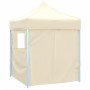 Gazebo Professionale Pieghevole con 4 Pareti 2x2m Acciaio Crema