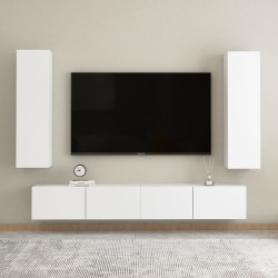 Set Mobili Porta TV 4 pz Bianco in Legno Multistrato