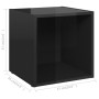 Mobili Porta TV 4pz Nero Lucido 37x35x37 cm Legno Multistrato