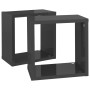 Mensole Parete a Cubo 2 pz Grigio Lucido 26x15x26 cm
