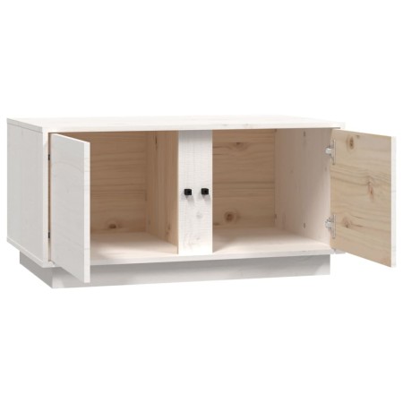 Tavolino da Salotto Bianco 80x50x40 cm Legno Massello di Pino