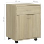 Armadietto con Ruote Rovere Sonoma 45x38x54cm Legno Multistrato
